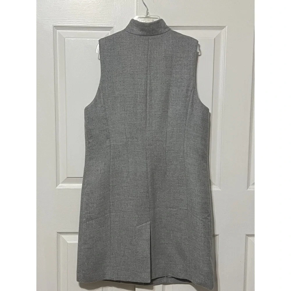 White House Black Market Long‎ Light Gray Tweed Vest  1 Button Women's Size 10